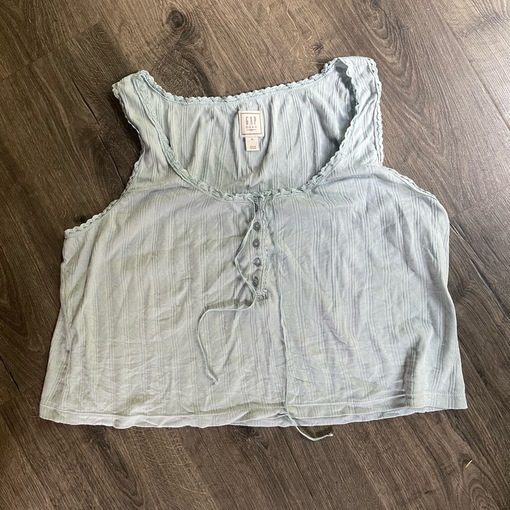 Gap × DÔEN Blue Pointelle Tank Top XL